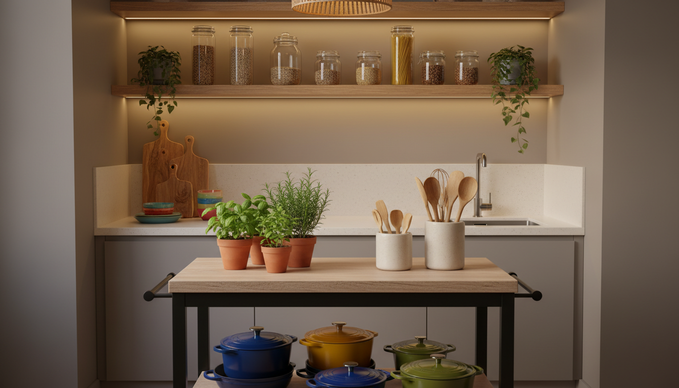 studio apartment kitchen cart styling ideas